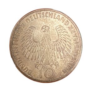 Moeda Antiga da Alemanha 10 Deutsche Mark 1972 G - Jogos Olímpicos de Munique