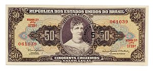 Cédula Antiga do Brasil 5 Centavos 1967 - Carimbo