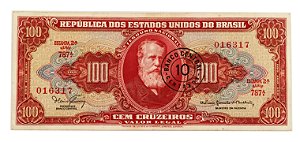 Cédula Antiga do Brasil 10 Centavos 1966 - Carimbo