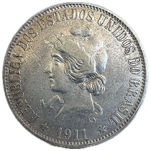 Moeda Antiga do Brasil 2000 Réis 1911