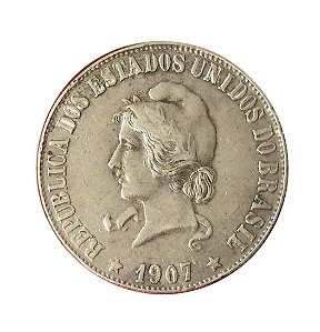 Moeda Antiga do Brasil 2000 Réis 1907