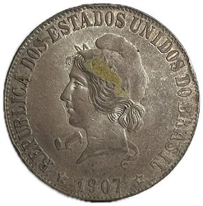 Moeda Antiga do Brasil 2000 Réis 1907