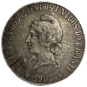 Moeda Antiga do Brasil 2000 Réis 1907