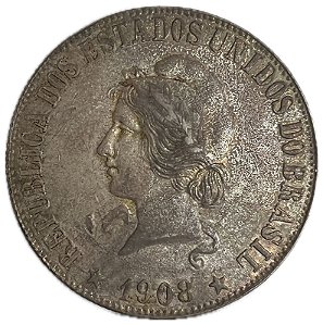 Moeda Antiga do Brasil 2000 Réis 1908