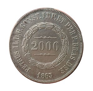 Moeda Antiga do Brasil 2000 Réis 1863