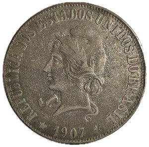 Moeda Antiga do Brasil 2000 Réis 1907