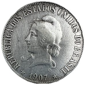 Moeda Antiga do Brasil 2000 Réis 1907
