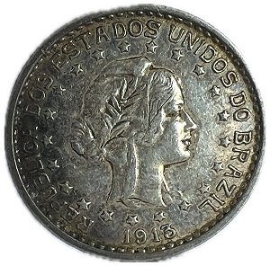 Moeda Antiga do Brasil 500 Réis 1913 - Estrelas Soltas