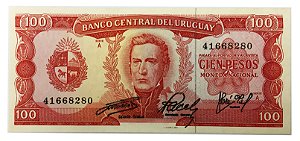 Cédula Antiga do Uruguai 100 Pesos ND (1967)