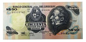 Cédula Antiga do Uruguai 50 Nuevos Pesos ND (1989)