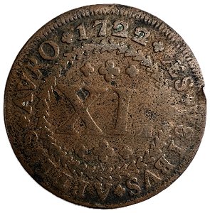 Moeda Antiga do Brasil XL Réis 1722 - Coroa sem gancho