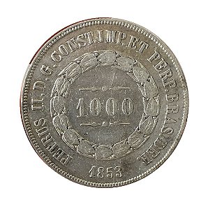 Moeda Antiga do Brasil 1000 Réis 1853