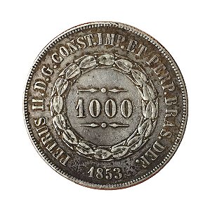 Moeda Antiga do Brasil 1000 Réis 1853