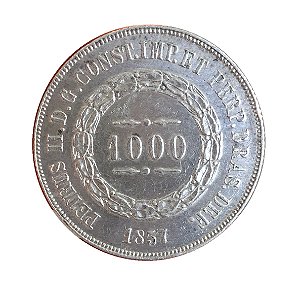 Moeda Antiga do Brasil 1000 Réis 1857