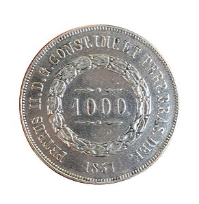 Moeda Antiga do Brasil 1000 Réis 1857