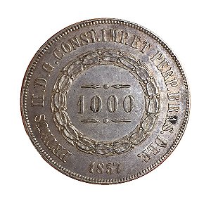 Moeda Antiga do Brasil 1000 Réis 1857