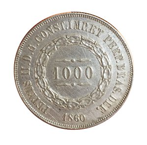 Moeda Antiga do Brasil 1000 Réis 1860