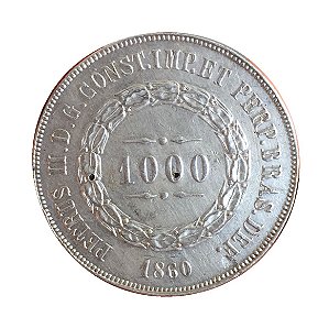 Moeda Antiga do Brasil 1000 Réis 1860