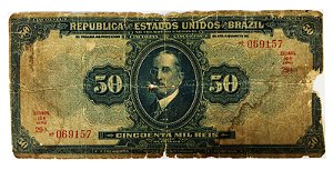 Cédula Antiga do Brasil 50 Mil Réis 1924