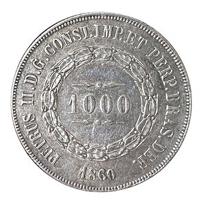 Moeda Antiga do Brasil 1000 Réis 1860