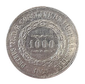 Moeda Antiga do Brasil 1000 Réis 1865