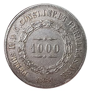 Moeda Antiga do Brasil 1000 Réis 1861