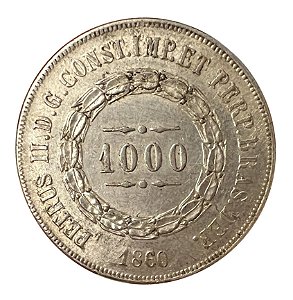 Moeda Antiga do Brasil 1000 Réis 1860