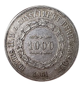 Moeda Antiga do Brasil 1000 Réis 1861