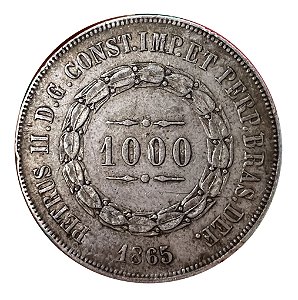 Moeda Antiga do Brasil 1000 Réis 1865