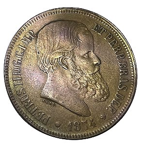 Moeda Antiga do Brasil 40 Réis 1874 - D. Pedro II