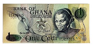 Cédula Antiga de Ghana 1 Cedi 1976