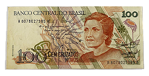 Cédula Antiga do Brasil 100 Cruzeiros 1989 - Cecília Meireles
