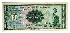 Cédula Antiga do Paraguai 1 Guarani 1952