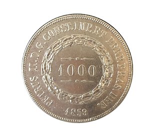 Moeda Antiga do Brasil 1000 Réis 1859