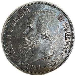 Moeda Antiga do Brasil 2000 Réis 1869 - Luster F.