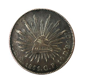 Moeda Antiga do México 8 Reales 1855