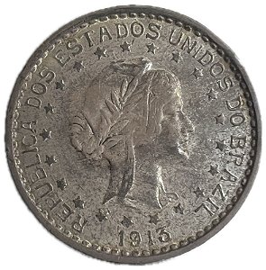 Moeda Antiga do Brasil 500 Réis 1913 - Estrelas Soltas