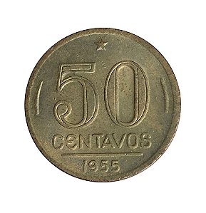 Moeda Antiga do Brasil 50 Centavos de Cruzeiro 1955 - Presidente Dutra