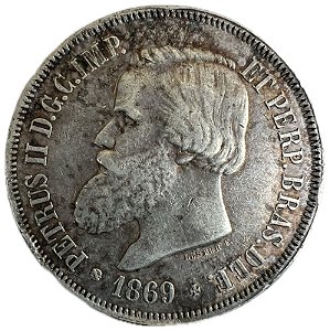 Moeda Antiga do Brasil 2000 Réis 1869 - Luster F.
