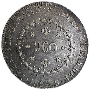 Moeda Antiga do Brasil Império 960 Réis 1824 R - CONST IMP