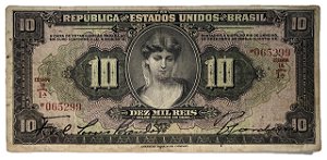 Cédula Antiga do Brasil 10 Mil Réis 1927