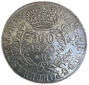 Moeda Antiga do Brasil Reino Unido 960 Réis 1820 R