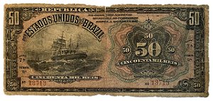 Cédula Antiga do Brasil 50 Mil Réis 1908 - RARA