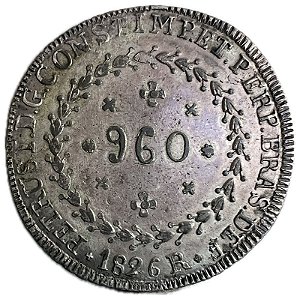Moeda Antiga do Brasil Império 960 Réis 1826 R - FALSA AMERICANA