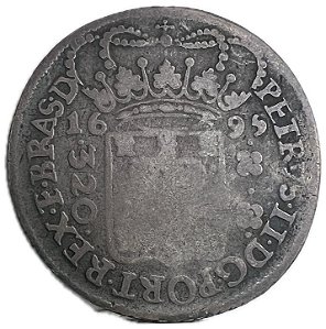 Moeda Antiga do Brasil 320 Réis 1695 - Coroa Larga