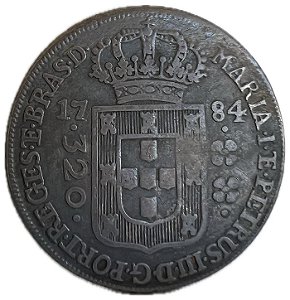 Moeda Antiga do Brasil Colônia 320 Réis 1784 - Coroa Baixa