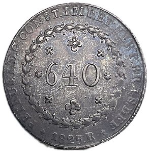 Moeda Antiga do Brasil Império 640 Réis 1825 R