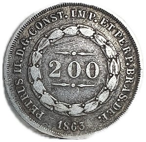 Moeda Antiga do Brasil Império 200 Réis 1863