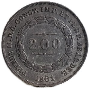 Moeda Antiga do Brasil Império 200 Réis 1861
