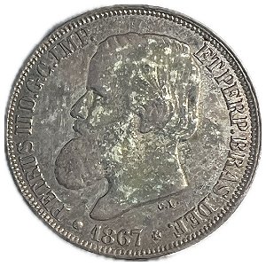 Moeda Antiga do Brasil Império 200 Réis 1867 - Busto